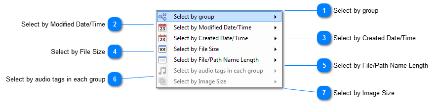 Selection/Marking Actions Submenu