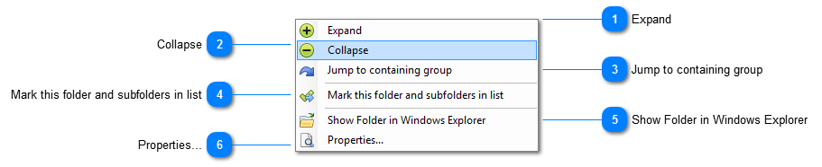 Duplicate folders popup menu