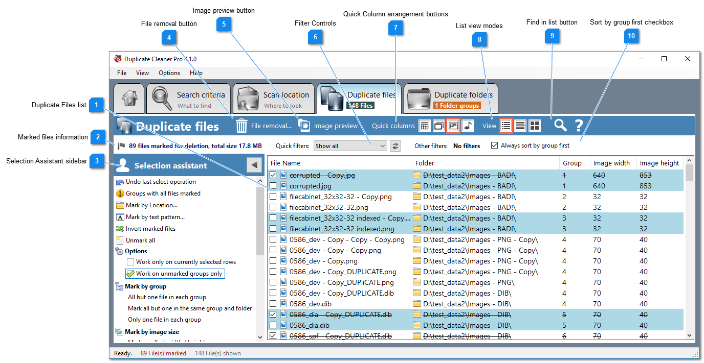 Duplicate Files Tab