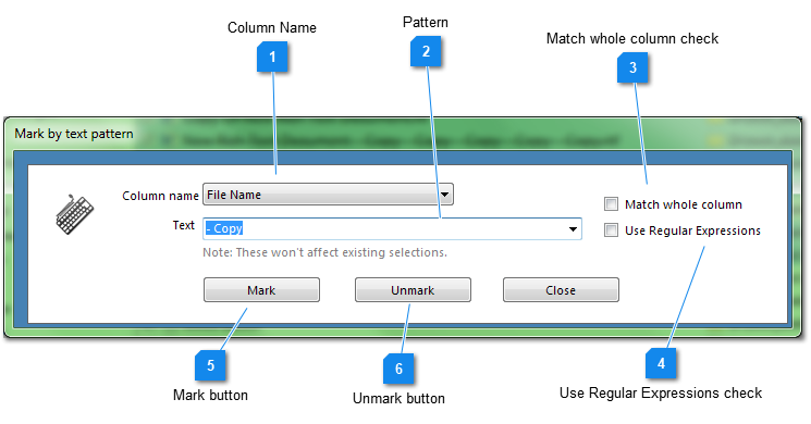 Mark by text pattern window